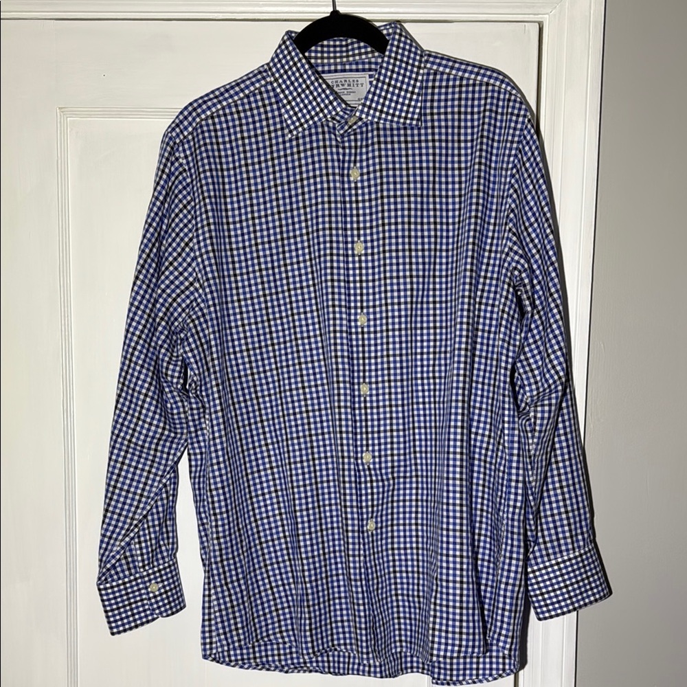 Charles Tyrwhitt Checkered Blue Button Down - 16 1/2in Neck - 34in Sleeves